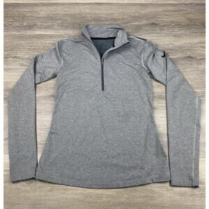 Nike Dri-Fit Running Shirt Womens Medium 1/4 Zip Mock Neck Grey
